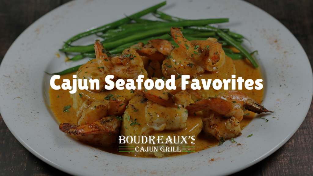 Cajun shrimp in creamy sauce with green beans at Boudreaux’s Cajun Grill